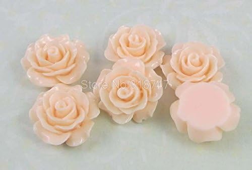 20mm 2*12pcs Rose Flower Flat Back Resin Jewelry DIY Finding Accessory (Pink)