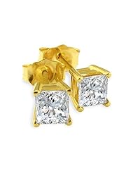 1/2ct Princess Diamond Stud Earrings In 14k Yellow Gold