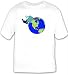 T-shirt with symbolism, computer, symbol, office, industry, worker, employee, world, workplace, globe, atop, table, desk, business