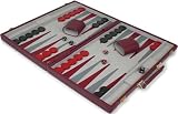 Burgundy Leatherette Deluxe Backgammon Set - Medium Attache Discount