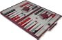 Burgundy Leatherette Deluxe Backgammon Set - Large Attache