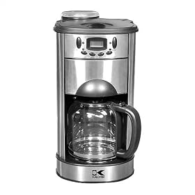 Kalorik CCG-19322 1000-Watt 10-Cup Coffeemaker with Built-In Grinder, Stainless Steel