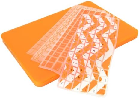 UHURU Great Deal Bundle for Apple Macbook Air 11" Model: A1370 and A1465 - Ultra Slim Rubberized Hard Case + 4 Different Styles Silicone TPU Chevron Keyboard Covers (Macbook Air 11" A1370 / A1465, Orange)