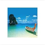 Phuket Thailand (Boat on Beach) Art Poster Print - 16x16