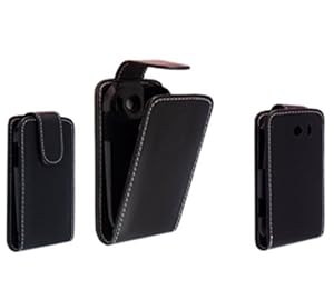 FOR SAMSUNG GENIO B5310 STYLISH SMOOTH BLACK LEATHER FLIP CASE COVER POUCH