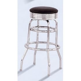 Retro Chrome Circle 30 H Backless Bar Stool Vinyl: New Soho: Silver Grey by Alston&node=1055398