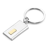 Distinguished Signature: Surgical Stainless Steel Rectangular High Polished Finish Key Ring for Men with Gold