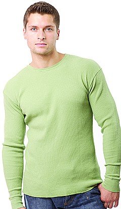 Organic Mens Long Sleeve Combed Thermal Tee, Organic Night, Medium