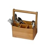 Creative Home's 8-7/8 by 5-1/2 by 9-3/8-Inch Bamboo Utensil Caddy with Handle
