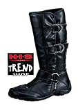 HIS Lederstiefel BIKERSTIEFEL Leder Stiefel SCHWARZ, 36