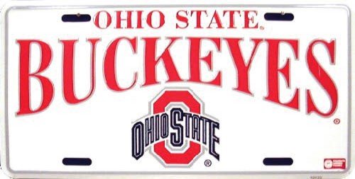 Ohio State White Metal License PlateTag Auto Vehicle Car Front