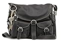 Catwalk Collection Big Leather Flap-Over Bag - Black