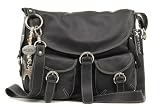 Catwalk Collection Big Leather Flap-Over Bag - Black