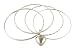 Bracelet - B231 - 4-Pc Bangle Set + Heart Charm (70mm) ~ Silver Tone and Frosty Silver Tone Mix
