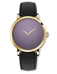 SPRAWL Aanalog Fashion Series Gold Ladies Watches of Genuine Black Leather Strap,Unique Wrist Watch for Women Girls Designed with Texture of purple fabric with gray