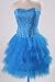 1036 Ocean Blue Embroidery Corset Layers Prom Dress