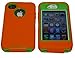 Iphone 4 4S Body Armor Defender - Comparable to Otterbox Defender + 1pc 3ft Data Cable (Orange on Green) by Lucky