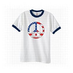 Youth Peace Sign Flag Short Sleeve Ringer T-Shirt