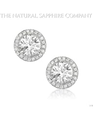 1.23ct. Natural White Sapphire Earrings with 36 pave Dia 0.14ct. total