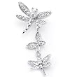 Sterling Silver Cubic Zirconia Rhodium Plated 3 Dragon Fly Pendant.