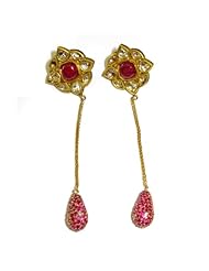 18kt Yellow Gold Diamond Pave Dangle Earrings Antique Look Jewelry