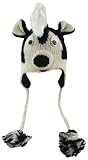 DeLux Skunk Face Wool Pilot Animal Cap/Hat with Ear Flaps and Poms