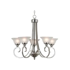 Kenroy Home 80475BS Welles Five-Light Chandelier with 7-Inch Frosted Glass Shades by Kenroy Home