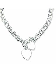 Sterling Silver Engraveable Heart Disc on Fancy Link Toggle Bracelet 8.75 Inches