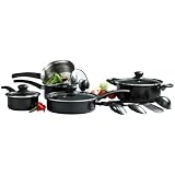 Basic Essentials 13-Piece Aluminum Cookware Set, Charcoal