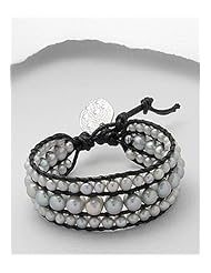 Grey (Dyed) Cotton Dyed Fresh Water Pearl Dyed Bracelet In Zinc