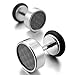 Men's 8mm Stainless Steel Resin Stud Carbon Fiber Earrings Black Silver Tapers Cheater Faux Fake Ear Plugs Gauges Illusion Tunnel Non Pierce Body Jewelry