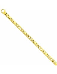 Genuine 14K Yellow Gold 7.2Mm Polished Fancy Link Bracelet 8 Inches 100% Satisfaction Guaranteed.