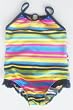 Toddler Girls 1PC Swimsuit with Ruffle - Multi Stripe Sizes 2T-4T