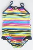 Toddler Girls 1PC Swimsuit with Ruffle - Multi Stripe Sizes 2T-4T