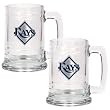 Tampa Bay Devil Rays 2pc 15oz Glass Tankard Set- Primary Logo MLB Baseball