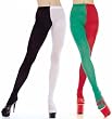 Two Tone Opaque Tights in BLACK/WHITE or RED/GREEN