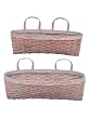 Pack of 4 Pink Washed Wooden Wall Hanging Pocket Baskets