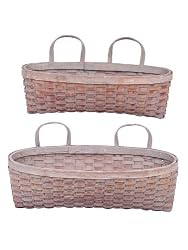 Pack of 4 Pink Washed Wooden Wall Hanging Pocket Baskets