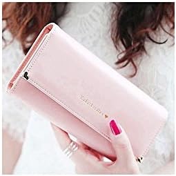 Women Lady Vogue Faux Leather Clutch Long Purse Card Coin Wallet Handbag Bag Color: Pink