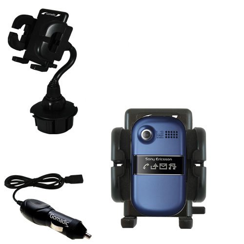 Sony Ericsson z320i Auto Cup Holder with Car Charger - Uses Gomadic TipExchange
