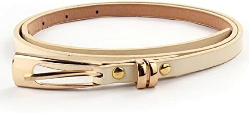 Sankuwen 1pc Womens Thin Skinny Buckle Candy Color Belts (Beige)