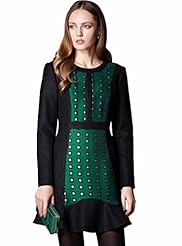 Jacquard Long Sleeves Cotton/Polyester/Tweed Spring Winter  Dress