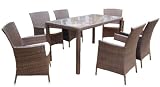 Ambientehome 63996 7-teilige Sitzgruppe Essgruppe Lubango Gartenmoebel Polyrattan gold / braun