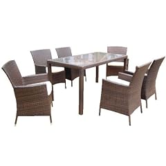 Ambientehome 63996 7-teilige Sitzgruppe Essgruppe Lubango Gartenmoebel Polyrattan gold / braun