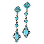 Sterling Silver Tone Turquoise Acrylic Dangle Earrings - For Valentines Day Gift