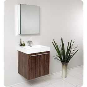 Fresca Alto Walnut Modern Bathroom Vanity w/Faucet & Medicine Cabinet