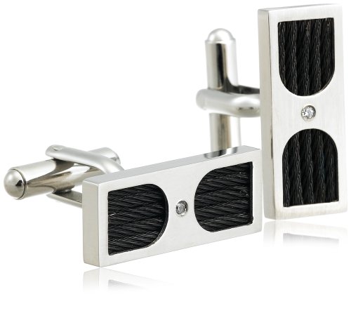 Stainless Steel Cuff Links w/ Cable Detail