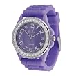 Geneva Platinum CZ Accented Silicone Link Watch, Large Face