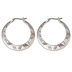 Silver Hoop Earrings Handmade Jewelry 1.25 inches (ers278)