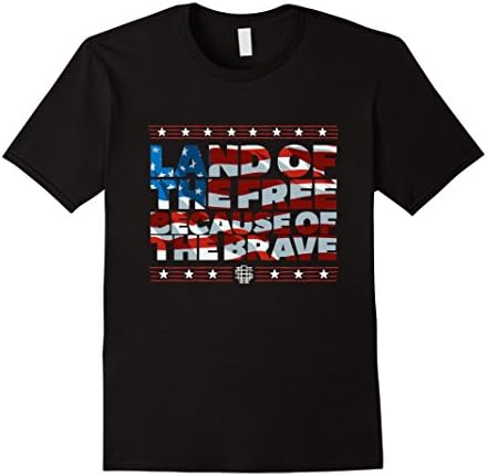 Men's Land of the Free Because of the Brave Memorial Veterans Tee 2XL Black